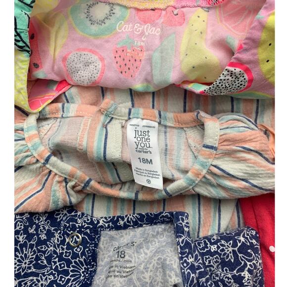 Lot of 9 Carters Garanimal Cat & Jack Baby Girls 18 Mos Shirts One Piece Outfits - Picture 3 of 4